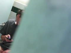 Spying on dude jerking off in men's room (part 3)