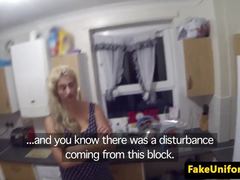 UK uniformed cop bangs busty babe on spycam