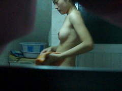 Cute Chinese girl caught showering, finds out she is filmed!