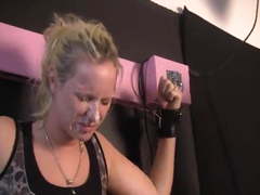 Blonde is restrained and spit on