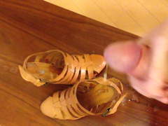 Wife's wedge sandals drenched in semen
