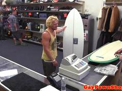 Straight pawnshop surfer assfucked for cash
