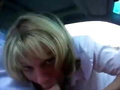 Mature secretary cheats with her boss at the car