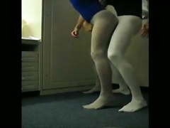 Humping in tights with huge boners