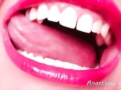 Very sharp natural teeth # 8 – model Anastasia Gree