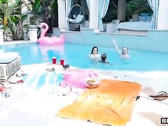 Xtremely hot Lesbian Threesome by the Pool
