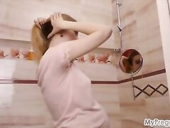 Gorgeous Young Anetta Masturbates in the Shower!