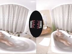 VIRTUAL TABOO - Topheavy Brunette Bangs herself in Bubble Bath