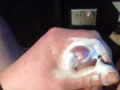 Wanking with frozen cum collection from a condom
