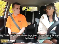 Fake Driving School Ebony Asia Rae Gets Stuck and Fucked