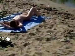 Cumming on nude sunbathing milf
