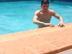Hot guy in the swimming pool