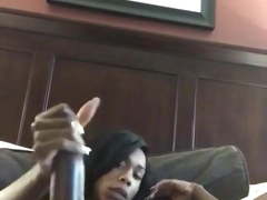 Black girl strokes her delicious big chocolate candy bar
